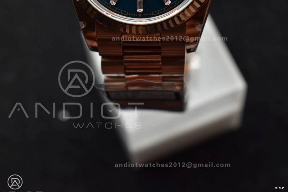 with 36 Stick Diamond Steel RG Bracelet President vr3255 Dial Best 904L QF DayDate (Gain Weight) on V5 Edition Blue 0223